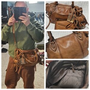 Free People Tan Leather Satchel
